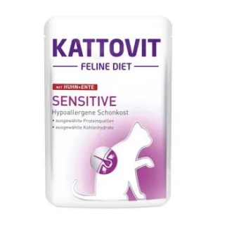 KATTOVIT Feline Diet Nassfutter Katze Sensitive Adult Huhn und Ente 96x85 g