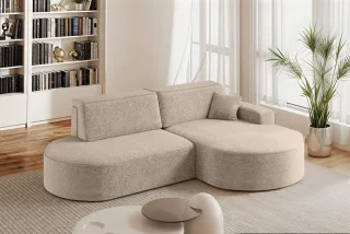 Ecksofa Schlafsofa Sofa VENEDIG Stoff Arena Beige Ottomane Rechts