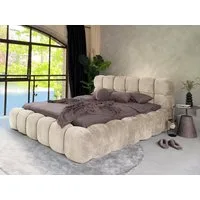 Compleo Polsterbett Cloud Bett, Bett mit gepolstertem Kopfteil ELVA (Chenille-Stoff), Schlafzimmer Bett modern, Doppelbett gepolstert, Wolkenbett
