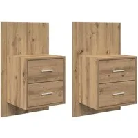 vidaXL Nachttisch Wandmontiertes Nachttischchen 2 stk. Artisan-Eiche (2-St)