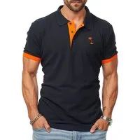 DAILY COTTON Poloshirt in Kurzarm als Freizeit Polo T-Shirt - Polo-Hemd für Herren (1-tlg) Männer Polohemd im Regular-Fit in Piqué-Qualität mit Palmen-Logo