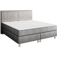inter Boxspringbett NYC Webstoff mit 7 Zonen Taschenfederkernmatratzen und Topper (180x200 cm, Anthrazit mit 7 Zonen Taschenfederkernmatratzen und Topper), Taschenfederkern-Komfort, gepolstertes Kopfteil, inklusive Matratzen