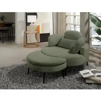 OTTO home Loveseat Riko Sessel, B: 110 cm, Sitzhöhe: 44 cm, XXL- Sessel, mit Stauraumhocker, Rückenstütze & 4 Zierkissen