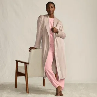 Morgenmantel aus Samt für Damen in Petite-Größe, Damen, size: petite, Blau, Polyester/Polyester-Mischung, by Lands' End