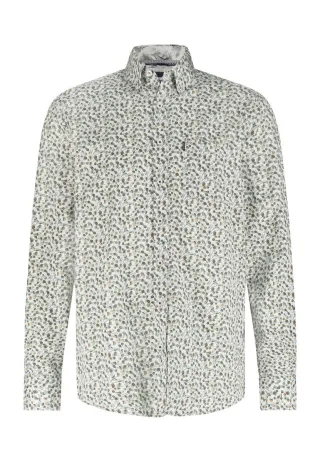 State of Art - Hemd mit Allovermuster braun/grau/grün - Gr. - 3XL
