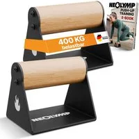 NEOLYMP Bodenmatte Liegestützgriff - Ergonomisch & Handgelenkschonend - Handstand Griffe (Set, Griffe für Liegestütze - 2 Stück - Ideal für Calisthenics & Dip barren), Belastbare Standfüße - extreme Stabilität - Anti-Rutsch Pads