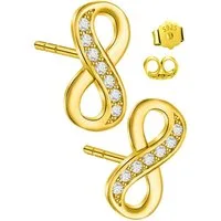 Limana Paar Ohrstecker 925 Silber gold Unendlichkeit Infinity Ohrringe Schmuck für Damen (inkl. Schmuckdose Weihnachtsgeschenk Muttertag Valentinstag Geburtstag), Liebe Weihnachten Geschenk für Frauen Sie Freundin Mutter Oma