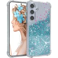 EAZY CASE Handyhülle Liquid Glittery Case für Samsung Galaxy S24 6,2 Zoll, Gloss Slimcover Girly Backcover Bling Phone Case kratzfeste Cover Blau