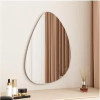 WDWRITTI Schminkspiegel Wand Kosmetikspiegel Wandspiegel Asymmetrisch Rahmenlos Wassertropfen (Dekospiegel Flurspiegel Modern Rahmenlos, 65x90, 55x80, 45x70cm), HD Spiegel mit Splitterschutzfolie