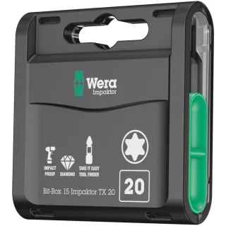 Wera Bit-Box 15 Impaktor TX, TX 20 x 25 mm, 15-teilig - 05057772001