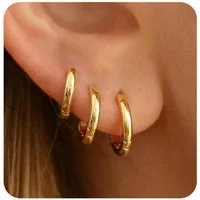 LuxusKollektion Creolen-Set 3 Paar Creolen Silber 925 Gold Damen Ohrringe Set 14K Vergoldet Mini