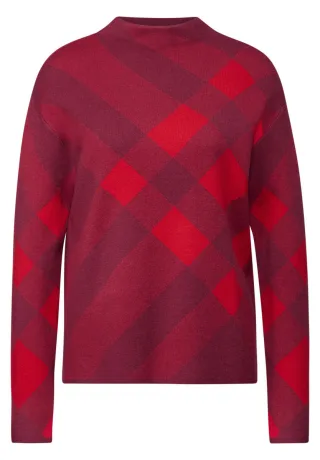 Street One - Karierter Pullover rot - Gr. - 36