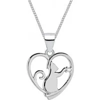 Goldene Hufeisen Kette mit Anhänger Halskette Silber 925 Katze mit Herz Zirkonia Kater Anhänger Kette, 925 Sterling Silber Silberschmuck für Damen, mit Zirkonia