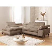 S-Style Möbel Ecksofa Bonnie mit Schlaffunktion Bettkasten und Kopfteilverstellung, mit Wellenfederung, Cord-Stoff