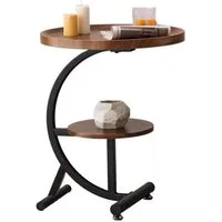 POPOLIC Beistelltisch C-Form Tische,Ø50cm,Sofatisch mit 2 Ebenen mobiler Kaffeetisch (1-St), Kaffeetisch Sofatisch Nachttisch Betttisch Laptoptisch