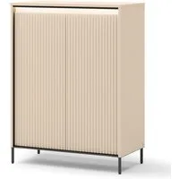 Compleo Kommode mit LED, gerillten Fronten, Modern Elegant Kommode FLORE