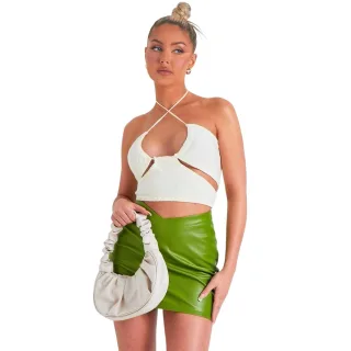 Missy Empire - Minirock für Damen, Kunststoff (Grün)