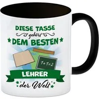 speecheese Tasse Bester Lehrer der Welt Kaffeebecher Schwarz