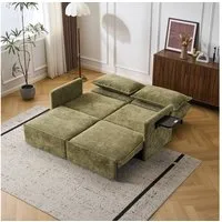 Leawin Sofa Sofa mit Schlaffunktion aus Chenille – Sofas Wohnzimmer mit USB, Weich gepolstertes Chenille-Funktionssofa mit Relaxfunktion