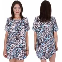 Sarcia.eu Tunikakleid Kurzes Sommerkleid, Oversize-Tunika mit blauem Leopardenmuster