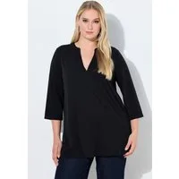 Ulla Popken Longshirt Tunika-Shirt A-Linie Tunika-Ausschnitt 3/4-Arm