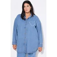 Studio Untold Hemdbluse Jeanshemd oversized Heart-Stickerei