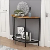 Vicco Konsolentisch Fyrk, Eiche rustikal/Schwarz, 92 x 81.5 cm mit offener Ablage (1-St)