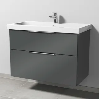 Sanipa 3way Waschtischunterbau zu Geberit iCon Light Waschtisch mit 2 Auszügen, Anthrazit-Glanz UF57579