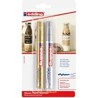 edding Permanentmarker edding 750 Glanzlackmarker 2er Set gold und silber