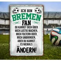 schilderkreis24 Metallschild Blechschild Ich bin Bremen Fan 20x30cm