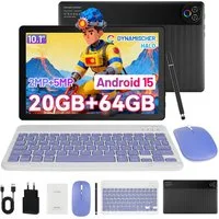 Happybe 10’’ HD Android 15, 20(3+17)GB RAM, 64GB, WiFi6 mit Tastatur und Stift Tablet (10", 64 GB, Android, WiFi6, Großbs Display Tablet mit Stift, Tastatur und Maus, Widevine L1)