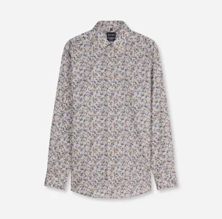 OLYMP - Modern Fit Hemd beige/blau - Gr. - 38