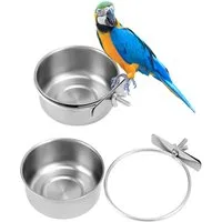 FOUORTUNATE-BEE Napf 2 Edelstahl Futternäpfe zum Einhängen für Vogelkäfige & Nagerkäfige, Futter- und Wassernäpfe für Papageien, Hamster, Meerschweinchen