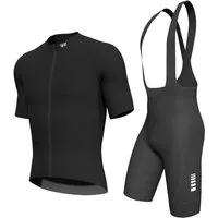 Wulibike Radtrikot Herren mit Aero-Fit, atmungsaktives Kurzarm Fahrradtrikot (2-tlg) Radsport-Set mit Y-Trägern, 6 Taschen & kompression Trägerhose