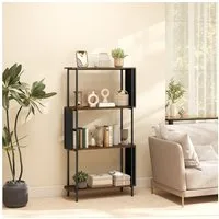 HOMCOM Standregal Regal mit geschwungenem Design, Bücherregal 1-tlg., für Wohnzimmer, Arbeitszimmer, Büro, braune Holzoptik
