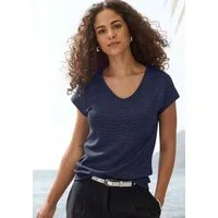 LASCANA Kurzarmshirt mit silberfarbenem Glitzereffekt aus luftiger Qualität mit Viskose