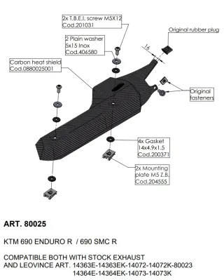 LeoVince Carbon Abdeckung/Hitzeschild/Hitzeschutz f. Krümmer KTM 690 SMC R / Enduro R, Bj. 2019-2024