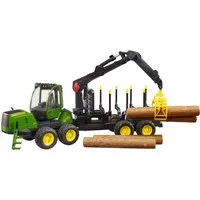 Bruder® Spielzeug-Traktor John Deere 1210E Rückezug m.Holzgreifer/Baumstämme (02133), Made in Europe