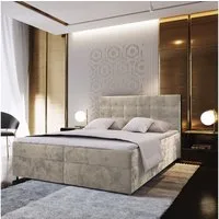 Masseno Boxbett GLOS 160x200 cm mit Bonell Matratze und Topper, Doppelbett, Polsterbett mit Kopfteil, Boxspringbett