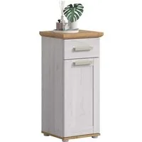welltime Unterschrank COSENZA, Höhe 85cm, 1 Tür, 1 Schubkasten, 1 Einlegeboden, 2 Fächer (1-St., in Landhausoptik, mit weiteren Artikel der Serie kombinierbar) Standschrank, Badezimmerschrank, Bad, Badezimmer
