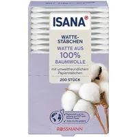 ISANA Wattestäbchen, 200-St., 100% Baumwolle