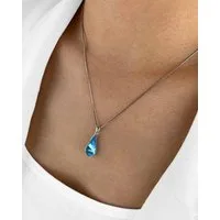 DANIEL CLIFFORD Kette mit Anhänger 'Celeste' Damen Halskette Silber 925 mit Anhänger Kristall blau (inkl. Verpackung), 43cm Kette aus Sterling Silber 925 mit Kristall-Anhänger himmelblau