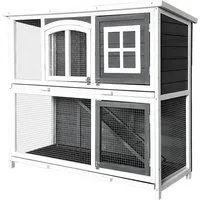 HOME DELUXE Kleintierstall Kaninchenstall aus Holz MINO - 122 x 50 x 108 cm -, wetterbeständig, Doppelstockhaus, Kaninchenstall für draußen