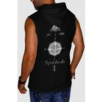 RMK Tanktop Ärmellos Shirt Herren Muskelshirt Gym Kompass Welt aus 100% Baumwolle