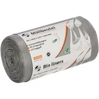 Deiss Müllbeutel FIRST PLUS pcr ®, extrem reißfest / mit Tragegriffen, 60 Liter, 50 Stück/Rolle, grau