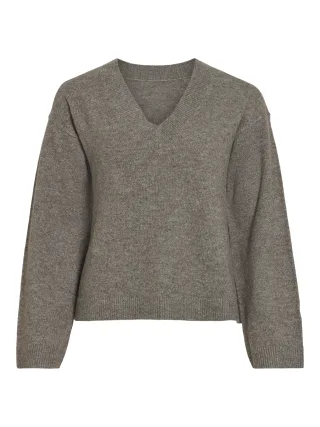 VILA - VILIGA L/S REV V-NECK KNIT TOP - NOOS - Gr. - S