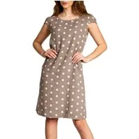 Caspar Sommerkleid SKL024 knielanges Damen Sommer Leinenkleid mit Punkte Print Luftig leicht, figurumspielende Form, mit seitlichem Jersey-Einsatz
