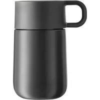 WMF Thermobecher Impulse Travel Mug, Cromargan® Edelstahl Rostfrei 18/10, Silikon, doppelwandiger Edelstahl, geringe Höhe, 360°-Trinköffnung