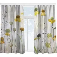 Bilderdepot24 Vorhang Gardine Natur Tropisch Zarte Helenium Blüten Türvorhang Raumteiler (2 St), Multifunktionsband, blickdicht, Samt, Schiebegardinen Küche Schlafzimmer Wohnzimmer Schiebevorhang