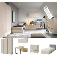 QMM TraumMöbel Jugendzimmer-Set komplett Laris Set C, (Set, 5-tlg., Schrank 3-türig, Kommode, Schreibtisch, Wandregal, Bett 90/120x200)